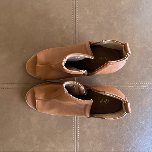 Brown Peep Toe Bootie - Picture 1 of 4